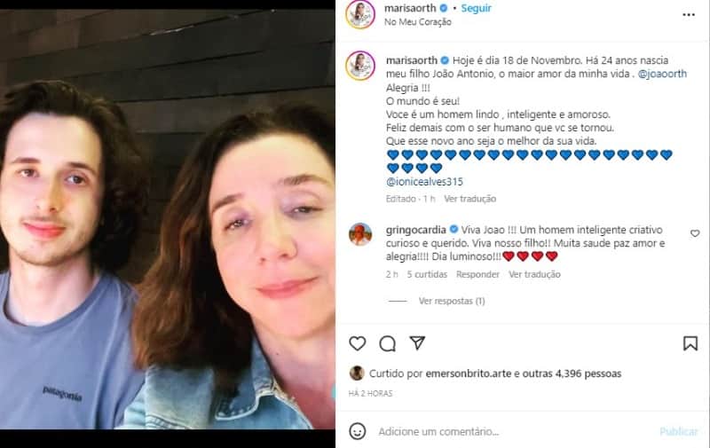 Marisa Orth surge ao lado do filho (Foto: Reprodução/Instagram) Marisa Orth surge ao lado do filho (Foto: Reprodução/Instagram)