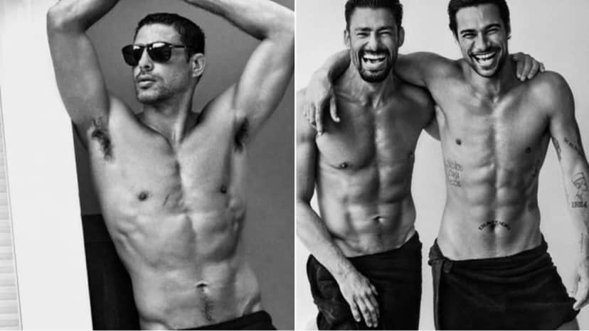 Cauã Reymond em cliques sensuais de toalha preta ao lado de Pablo Morais (Foto: Mario Testino/ Reprodução/ Instagram) Cauã Reymond em cliques sensuais de toalha preta ao lado de Pablo Morais (Foto: Mario Testino/ Reprodução/ Instagram)