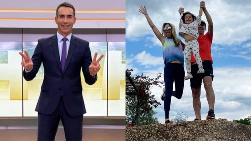 Tralli no Jornal Hoje e com as pernas de fora em passeio com esposa e filha Tralli no Jornal Hoje e com as pernas de fora em passeio com esposa e filha