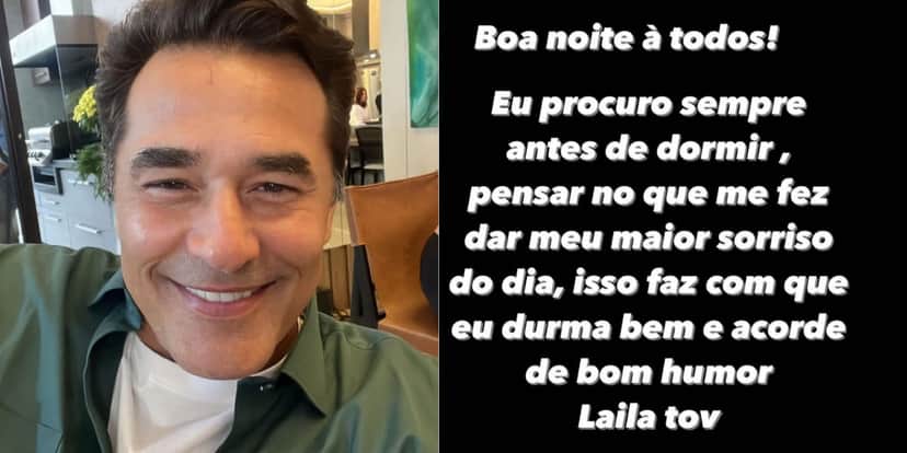 Luciano Szafir comenta o que faz sempre antes de dormir (Reprodução: Instagram) Luciano Szafir comenta o que faz sempre antes de dormir (Reprodução: Instagram)