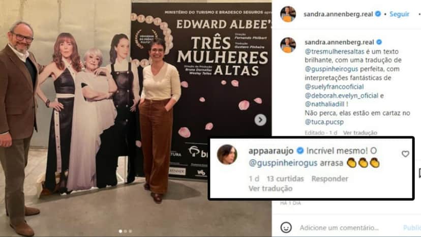 Sandra Annenberg ao lado do marido, Ernesto Paglia, em ida ao teatro; Ana Paula Araújo se envolve em recado Sandra Annenberg ao lado do marido, Ernesto Paglia, em ida ao teatro; Ana Paula Araújo se envolve em recado