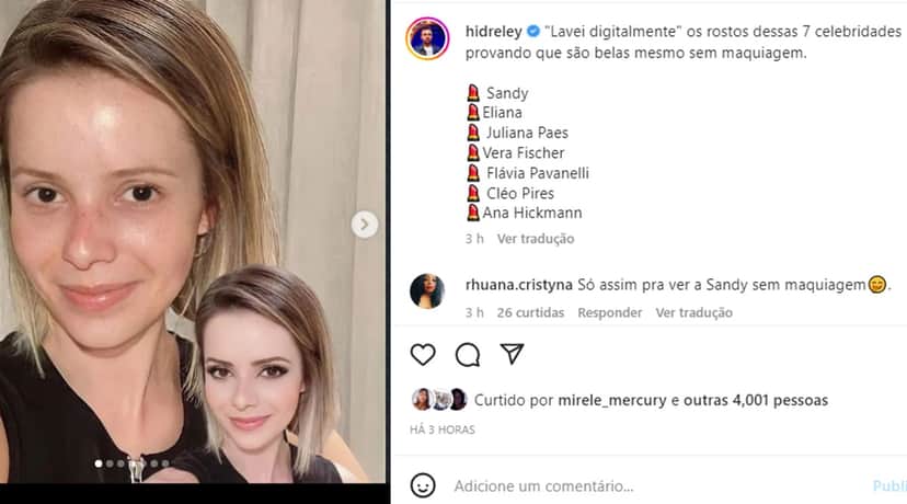 Hidreley Diao divulga foto de Sandy e muitas outras famosas sem maquiagem Hidreley Diao divulga foto de Sandy e muitas outras famosas sem maquiagem