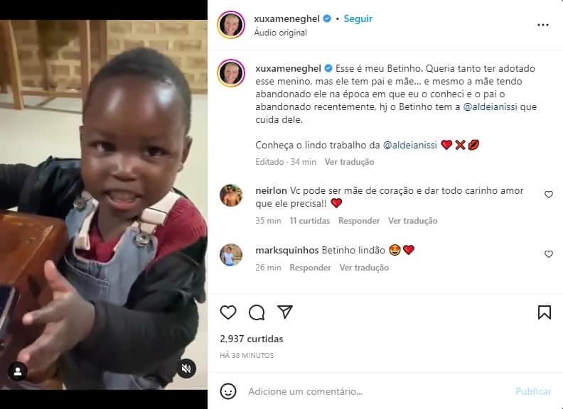Xuxa fala sobre adoção - Foto: Reprodução Xuxa fala sobre adoção - Foto: Reprodução