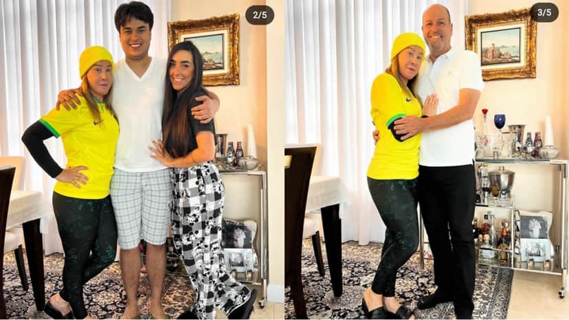 Zilu Godoi em família publica registros à caráter para comemorar a estreia da seleção na Copa do Mundo (Reprodução/ Instagram) Zilu Godoi em família publica registros à caráter para comemorar a estreia da seleção na Copa do Mundo (Reprodução/ Instagram)