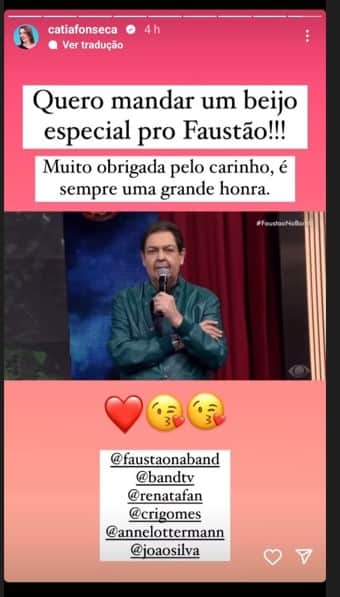 Catia Fonseca publica vídeo com recado de Faustão Catia Fonseca publica vídeo com recado de Faustão