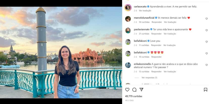 Carla Cecato saiu do Brasil após resultado que não gostou nas urnas (Foto: Reprodução/Instagram) Carla Cecato saiu do Brasil após resultado que não gostou nas urnas (Foto: Reprodução/Instagram)