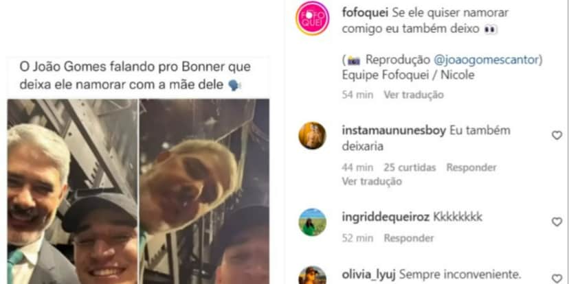 William Bonner e João Gomes (Foto: Reprodução/Instagram) William Bonner e João Gomes (Foto: Reprodução/Instagram)