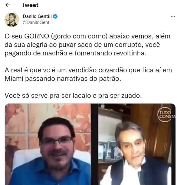 Danilo Gentili briga com Rodrigo Constantino no Twitter Danilo Gentili briga com Rodrigo Constantino no Twitter