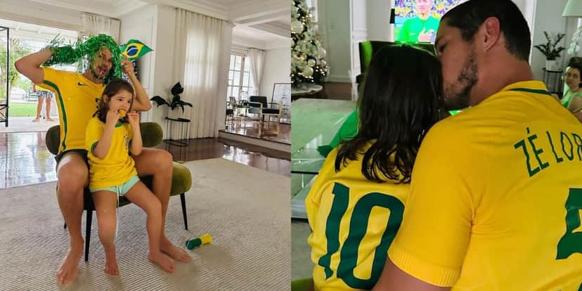 José Loreto divulga foto de filha Bella durante jogo do Brasil José Loreto divulga foto de filha Bella durante jogo do Brasil
