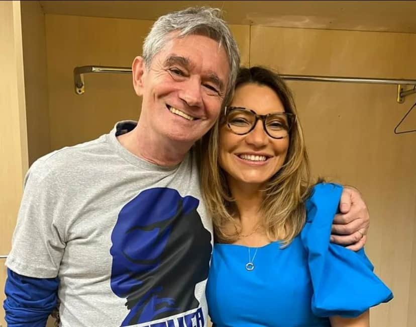 Serginho Groisman ao lado de Janja nos bastidores da Globo Serginho Groisman ao lado de Janja nos bastidores da Globo