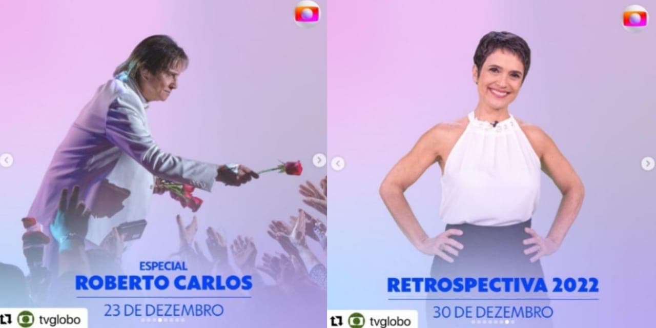 Roberto Carlos e Sandra Annenberg foram anunciados para dezembro, na Globo (Foto: Reprodução/Instagram/Montagem) Roberto Carlos e Sandra Annenberg foram anunciados para dezembro, na Globo (Foto: Reprodução/Instagram/Montagem)