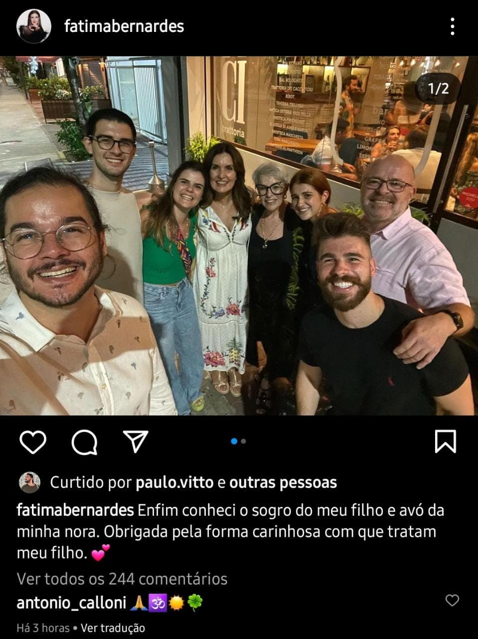 Publicação de Fátima Bernardes (Foto: Reprodução/ Instagram) Publicação de Fátima Bernardes (Foto: Reprodução/ Instagram)