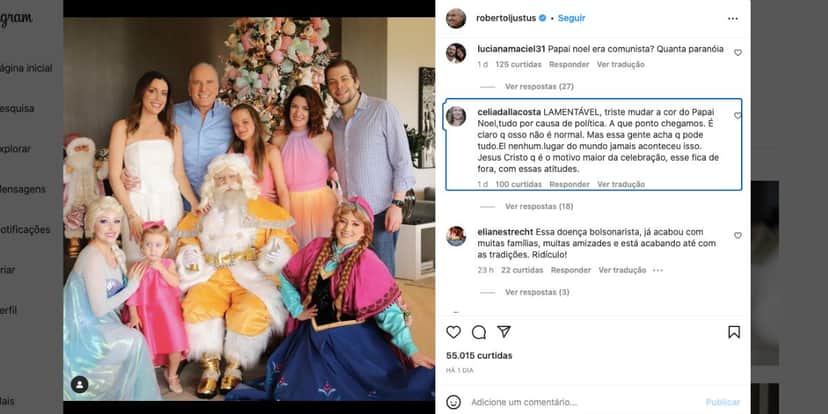 Roberto Justus é criticado por conta de foto com Papai Noel (Reprodução) Roberto Justus é criticado por conta de foto com Papai Noel (Reprodução)