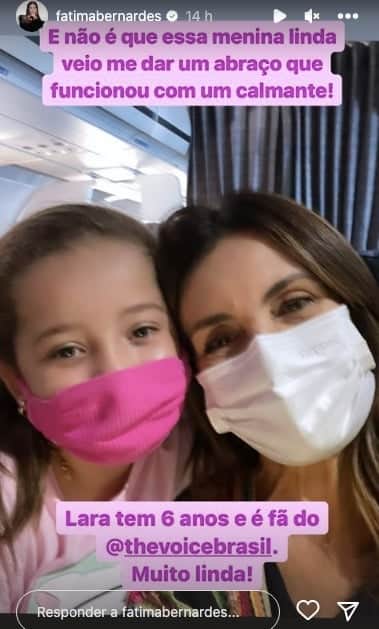 De acordo com Fátima Bernardes, abraço de Lara foi como um calmante (Reprodução) De acordo com Fátima Bernardes, abraço de Lara foi como um calmante (Reprodução)