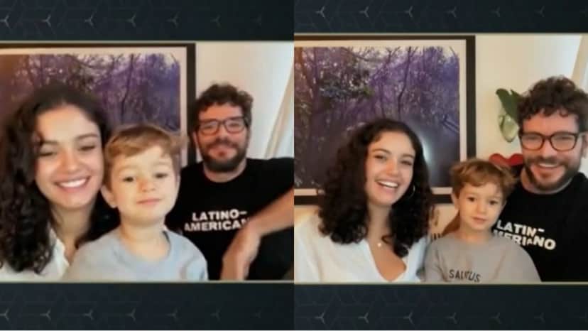 O casal de famosos com o filho Otto no Conversa com Bial (Reprodução/ Globo) O casal de famosos com o filho Otto no Conversa com Bial (Reprodução/ Globo)
