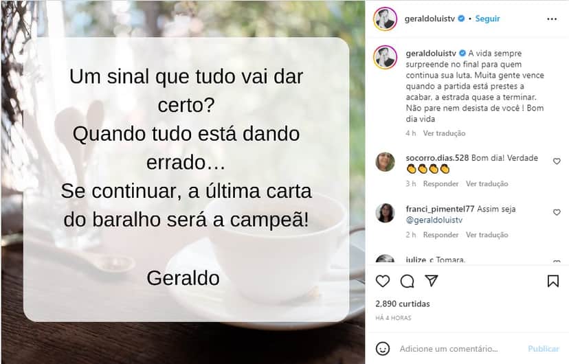 Geraldo Luís divulga recado impactante - Foto: Reprodução Geraldo Luís divulga recado impactante - Foto: Reprodução