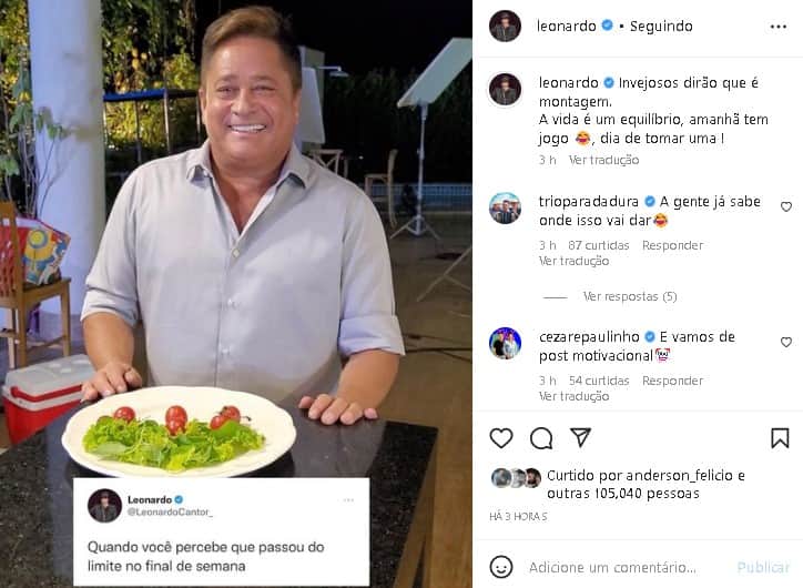 Leonardo surgiu da forma que poucos esperavam e surpreendeu (Foto: Reprodução/ Instagram) Leonardo surgiu da forma que poucos esperavam e surpreendeu (Foto: Reprodução/ Instagram)