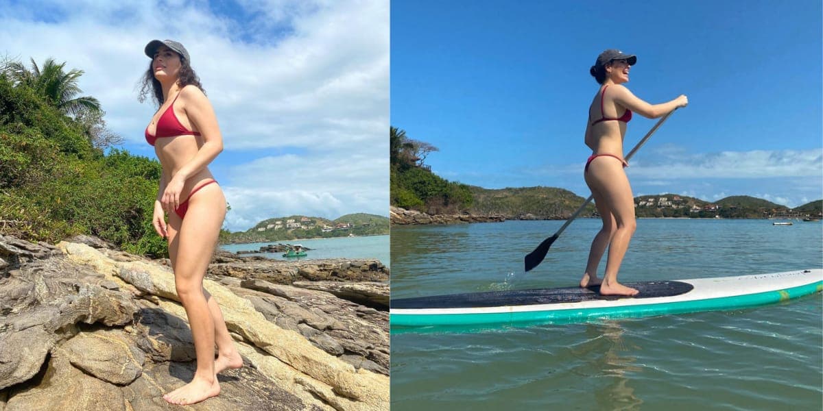 A atriz aproveitando um dos seus momentos de lazer para se aventurar (Reprodução: Instagram) A atriz aproveitando um dos seus momentos de lazer para se aventurar (Reprodução: Instagram)