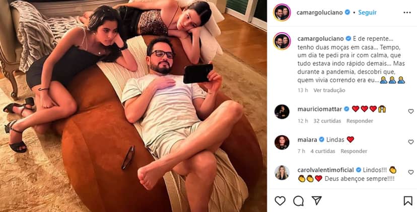 Luciano Camargo choca público ao mostrar como as filhas gêmeas estão gigantes aos 12 anos Luciano Camargo choca público ao mostrar como as filhas gêmeas estão gigantes aos 12 anos