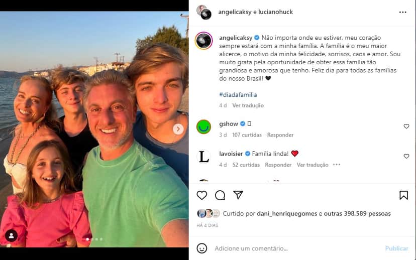 Luciano Huck, Angélica e os filhos do casal - Foto: Reprodução Luciano Huck, Angélica e os filhos do casal - Foto: Reprodução