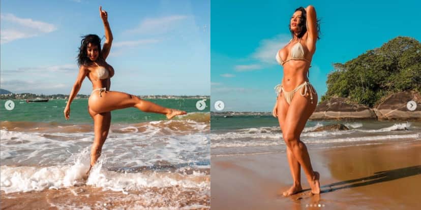 Aos 49 anos, Scheila Carvalho abusa de menor biquíni fio-dental e surge soltinha em praia isolada - Foto: Reprodução Aos 49 anos, Scheila Carvalho abusa de menor biquíni fio-dental e surge soltinha em praia isolada - Foto: Reprodução