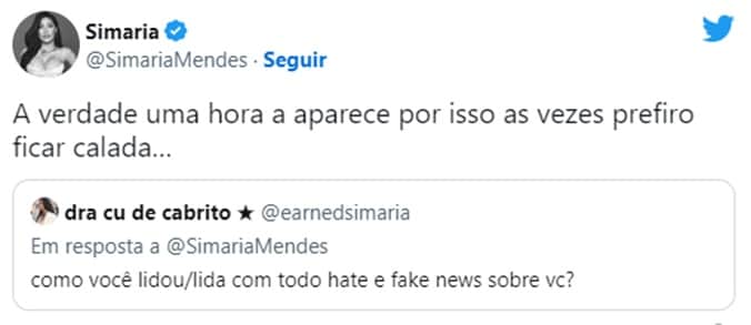 Simaria Mendes manda recado bem sincero a seguidora Simaria Mendes manda recado bem sincero a seguidora