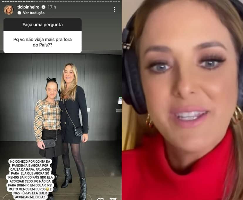 Ticiane Pinheiro responde perguntas dos fãs e envolve Rafinha Justus em motivo de não viajar para fora do Brasil (Reprodução/ Instagram) Ticiane Pinheiro responde perguntas dos fãs e envolve Rafinha Justus em motivo de não viajar para fora do Brasil (Reprodução/ Instagram)
