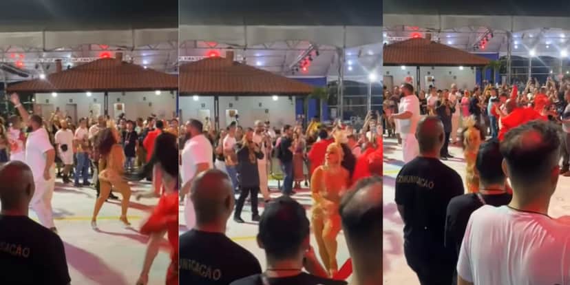 Viviane Araújo estava desfilando pela avenida, quando trombou com um passista e caiu no chão (Reprodução: Instagram) Viviane Araújo estava desfilando pela avenida, quando trombou com um passista e caiu no chão (Reprodução: Instagram)