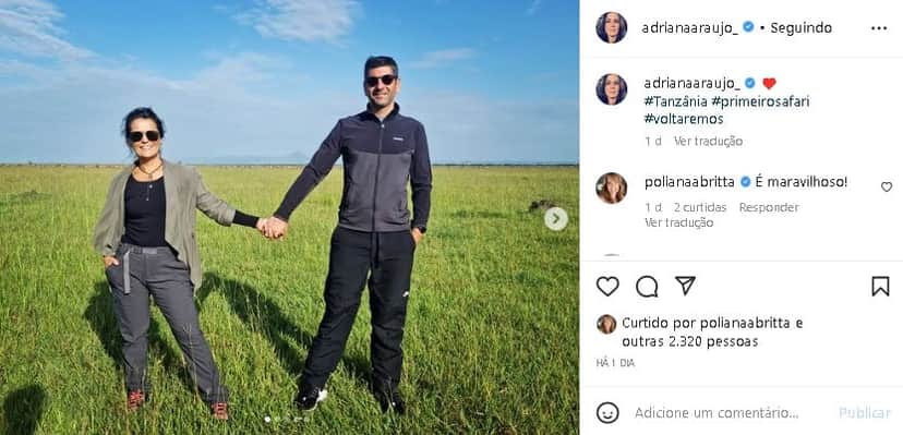 Adriana Araújo surgiu de mãos dadas com seu grande amor (Foto: Reprodução/ Instagram) Adriana Araújo surgiu de mãos dadas com seu grande amor (Foto: Reprodução/ Instagram)