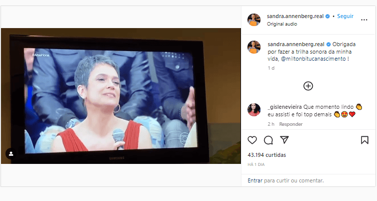Durante o programa Altas Horas, da Globo, a jornalista Sandra Annenberg, não se contem e revela o que grande famoso fez com ela - Foto Reprodução Durante o programa Altas Horas, da Globo, a jornalista Sandra Annenberg, não se contem e revela o que grande famoso fez com ela - Foto Reprodução