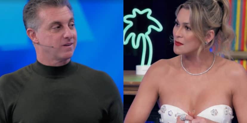 Lívia Andrade surpreendeu Luciano Huck ao contar história sobre o passado no Domingão (Foto: Reprodução/ Montagem/ Globo) Lívia Andrade surpreendeu Luciano Huck ao contar história sobre o passado no Domingão (Foto: Reprodução/ Montagem/ Globo)