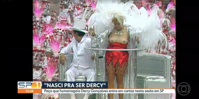 Natália Ariede, âncora do SPTV, mostra imagens de maior atriz da Globo balançando os peitos para público (Foto: Reprodução / Globo) Natália Ariede, âncora do SPTV, mostra imagens de maior atriz da Globo balançando os peitos para público (Foto: Reprodução / Globo)