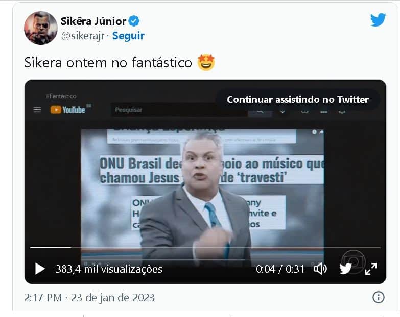 Sikêra Jr reage após virar destaque em notícia no Fantástico - Foto Reprodução Sikêra Jr reage após virar destaque em notícia no Fantástico - Foto Reprodução