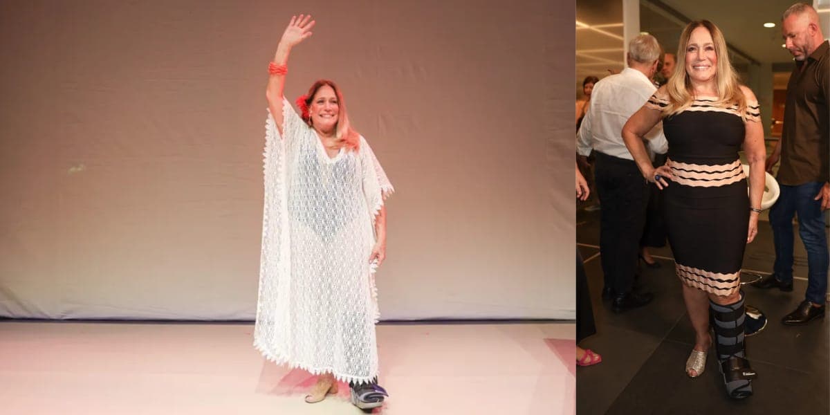 Susana Vieira caiu na rua e quebrou o quinto metatarso do pé esquerdo um dia antes de se apresentar no teatro (Foto: Lucas Ramos Brazil News) Susana Vieira caiu na rua e quebrou o quinto metatarso do pé esquerdo um dia antes de se apresentar no teatro (Foto: Lucas Ramos Brazil News)