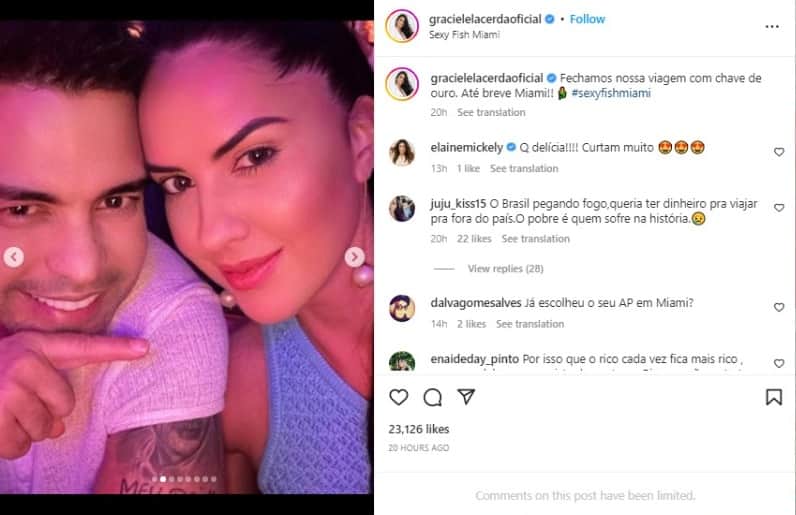 Casal se despediu de Miami (Foto Reprodução/Instagram) Casal se despediu de Miami (Foto Reprodução/Instagram)