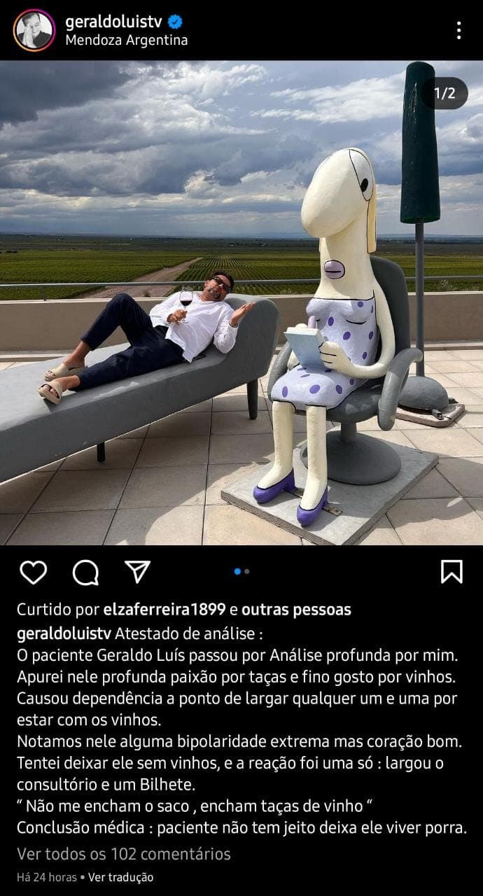 Publicação de Geraldo Luís (Foto: Reprodução/ Instagram) Publicação de Geraldo Luís (Foto: Reprodução/ Instagram)