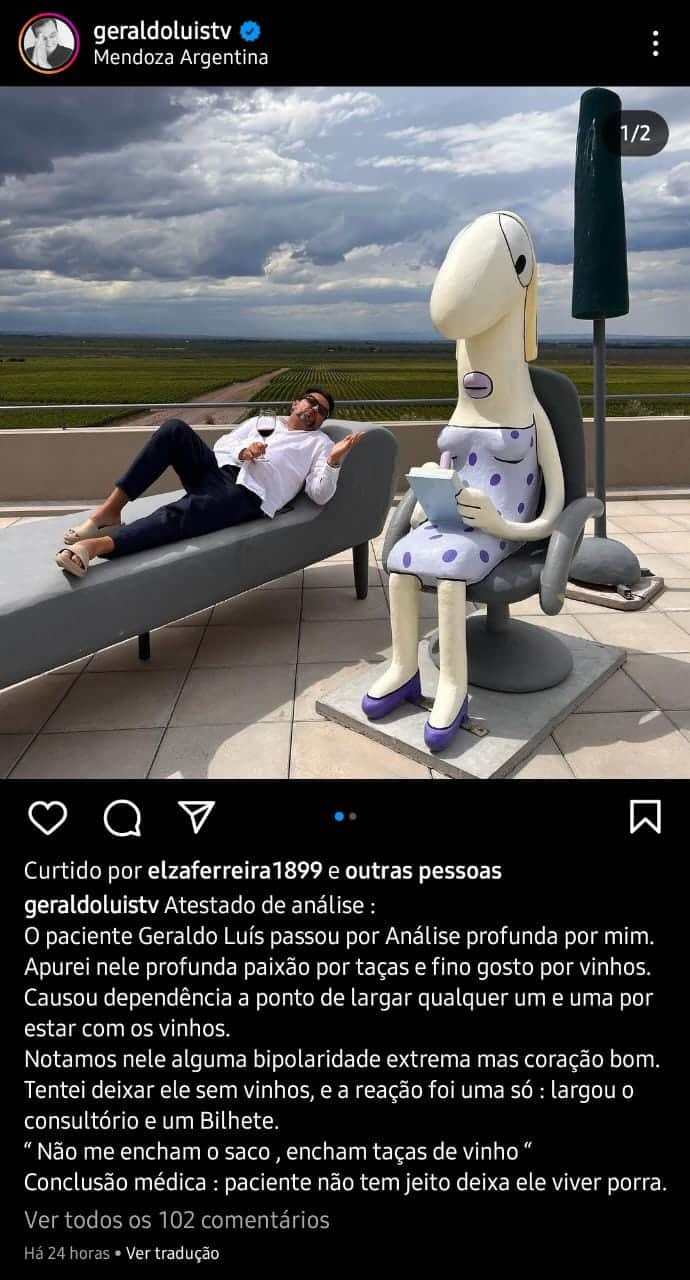 Publicação de Geraldo Luís (Foto: Reprodução/ Instagram) Publicação de Geraldo Luís (Foto: Reprodução/ Instagram)