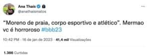 Gabriel é detonado por comentarista da Globo (Foto: Reprodução / Twitter) Gabriel é detonado por comentarista da Globo (Foto: Reprodução / Twitter)