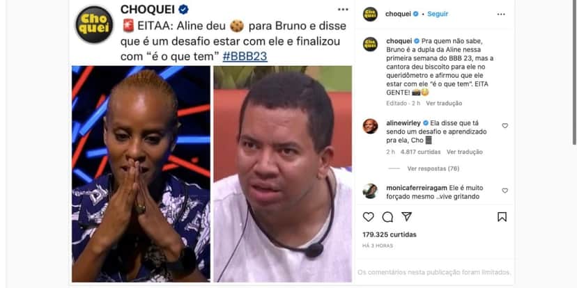 Durante o raio-x, Aline Wirley confessou que deu biscoito para sua dupla, o Bruno, e admitiu não conseguir conviver com participante no BBB23 (Foto: Reprodução / Globo) Durante o raio-x, Aline Wirley confessou que deu biscoito para sua dupla, o Bruno, e admitiu não conseguir conviver com participante no BBB23 (Foto: Reprodução / Globo)