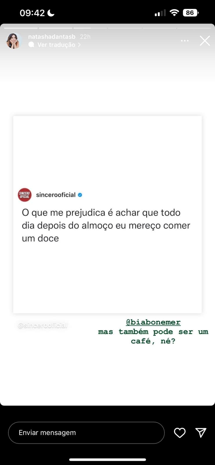 Esposa de William Bonner marca Bia Bonemer em recado (Reprodução) Esposa de William Bonner marca Bia Bonemer em recado (Reprodução)