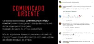 Em viagem aos Estados Unidos, Jenny Miranda, mãe de Bia Miranda e marido sofrem grave acidente de carro (Foto: Reprodução / Instagram) Em viagem aos Estados Unidos, Jenny Miranda, mãe de Bia Miranda e marido sofrem grave acidente de carro (Foto: Reprodução / Instagram)