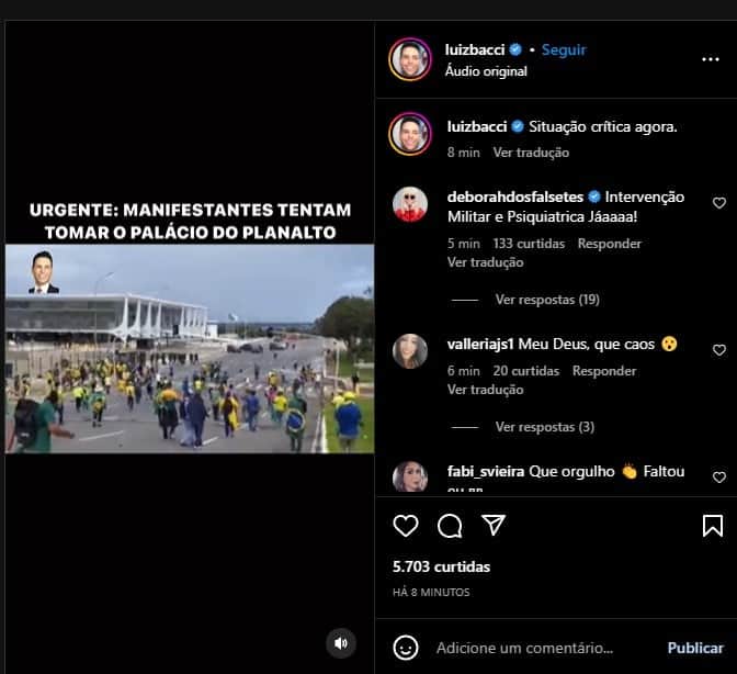 Vídeo compartilhado por Luiz Bacci - Foto: Reprodução Vídeo compartilhado por Luiz Bacci - Foto: Reprodução
