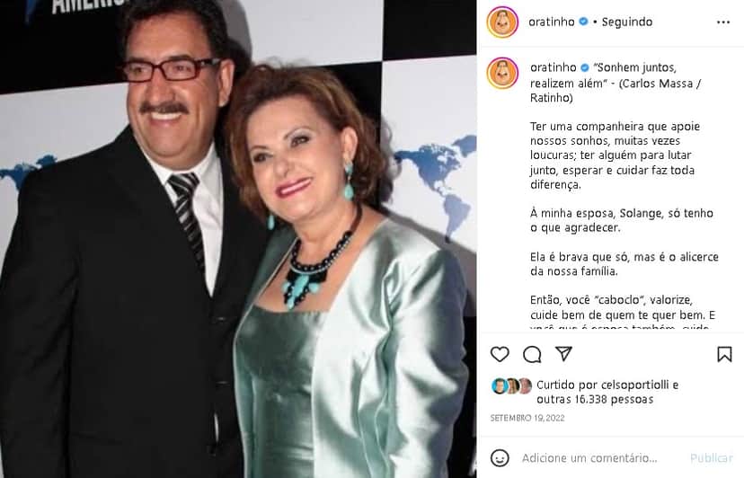 Ratinho e Solange Massa, sua estimada esposa (Foto: Reprodução/ Instagram) Ratinho e Solange Massa, sua estimada esposa (Foto: Reprodução/ Instagram)