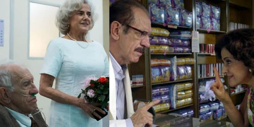 Rui Resende e Marieta Severo em "Um Lugar ao Sol" e em "A Grande Família" (Foto: Reprodução/TV Globo) Rui Resende e Marieta Severo em "Um Lugar ao Sol" e em "A Grande Família" (Foto: Reprodução/TV Globo)