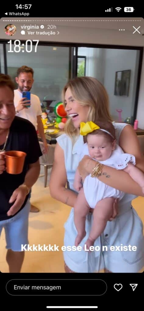 Virgínia Fonseca exibe vídeo de Leonardo tomando atitude que não deveria ao tentar dar bebida alcoólica para neta, Maria Flor (Foto: Reprodução / Instagram) Virgínia Fonseca exibe vídeo de Leonardo tomando atitude que não deveria ao tentar dar bebida alcoólica para neta, Maria Flor (Foto: Reprodução / Instagram)