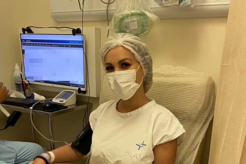 Andressa Urach no hospital onde fez a lipoaspiração - Foto Reprodução Andressa Urach no hospital onde fez a lipoaspiração - Foto Reprodução