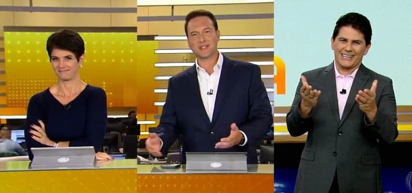 César Filho durante a ponte com Mariana Godoy e Edu Ribeiro no Fala Brasil César Filho durante a ponte com Mariana Godoy e Edu Ribeiro no Fala Brasil