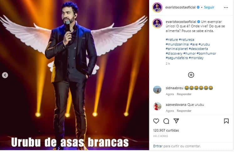 O jornalista Evaristo Costa não pensa duas vezes e provoca Padre Fabio de Melo, o chamando de Urubu de Asas Brancas - Foto Reprodução Instagram O jornalista Evaristo Costa não pensa duas vezes e provoca Padre Fabio de Melo, o chamando de Urubu de Asas Brancas - Foto Reprodução Instagram