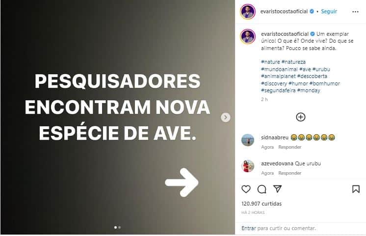 O jornalista Evaristo Costa não pensa duas vezes e provoca Padre Fabio de Melo, o chamando de Urubu de Asas Brancas - Foto Reprodução Instagram O jornalista Evaristo Costa não pensa duas vezes e provoca Padre Fabio de Melo, o chamando de Urubu de Asas Brancas - Foto Reprodução Instagram