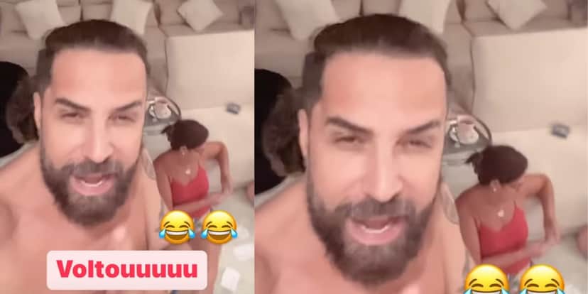 Latino celebrando que o acesso a sua rede social voltou (Reprodução: Instagram) Latino celebrando que o acesso a sua rede social voltou (Reprodução: Instagram)